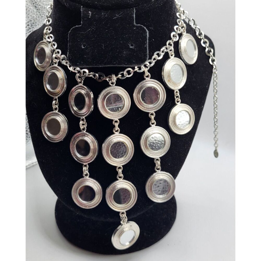 Robert Rose Bollywood Belly Dance Mirrored Dangle Necklace Bib 19in - Picture 2 of 6